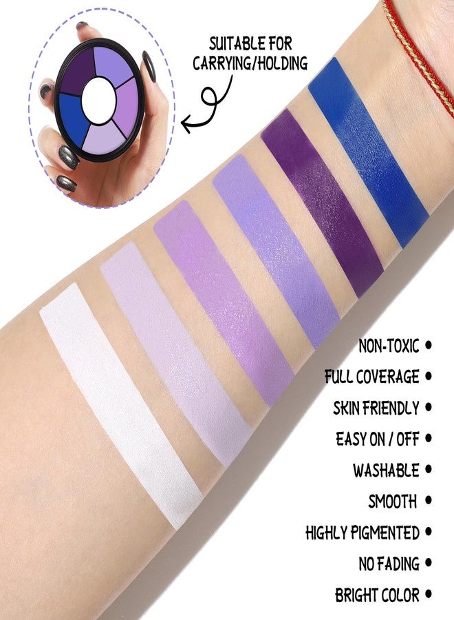 BOBISUKA Purple Face & Body Paint – 6 Colors Cream Washable Face Paint for Ursula Witch Gothic Queen Celebrations Costume & Theme – Easy to Blend, High Pigment & Long Lasting - Image 4